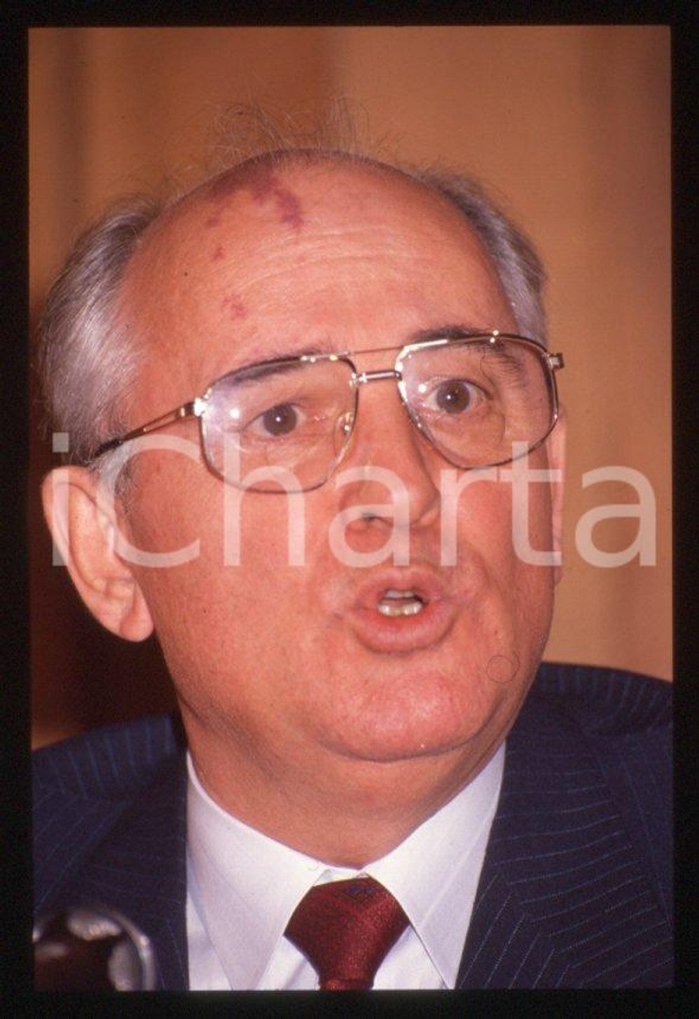 Fotografia d epoca originale 35mm vintage slide 1989 MILANO Michail GORBACHEV President USSR Portrait 70 1