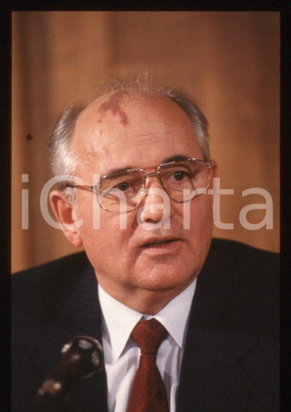 Fotografia d epoca originale 35mm vintage slide 1989 MILANO Michail GORBACHEV President USSR Portrait 73 1