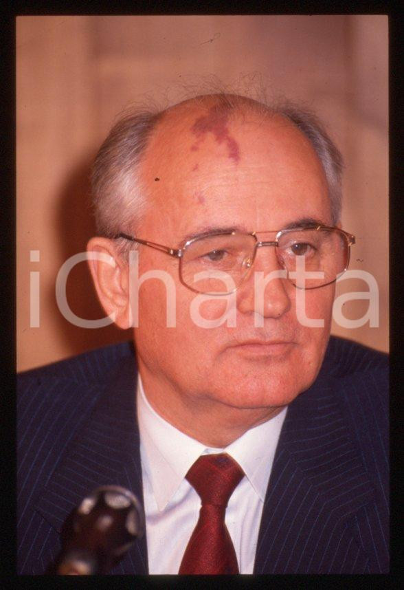 Fotografia d epoca originale 35mm vintage slide 1989 MILANO Michail GORBACHEV President USSR Portrait 76 1