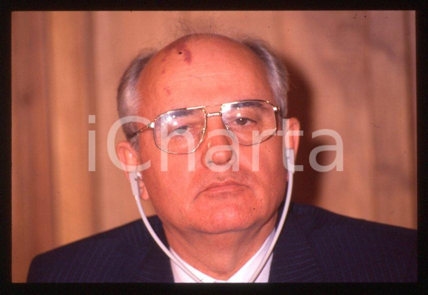 Fotografia d epoca originale 35mm vintage slide 1989 MILANO Michail GORBACHEV President USSR Portrait 80 1