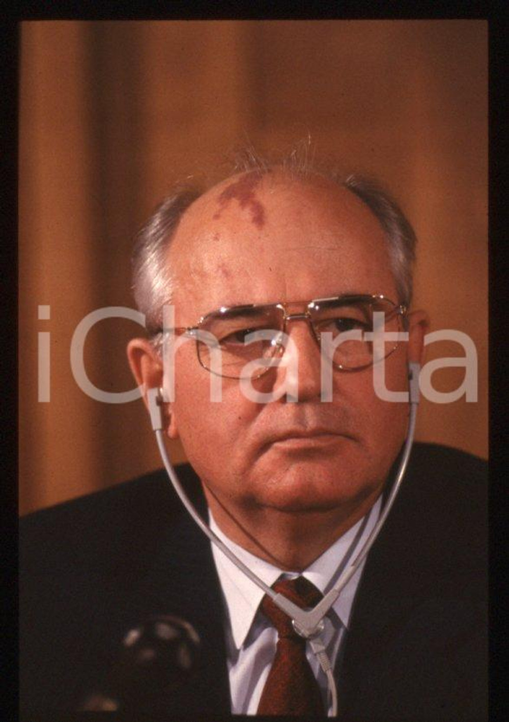 Fotografia d epoca originale 35mm vintage slide 1989 MILANO Michail GORBACHEV President USSR Portrait 81 1