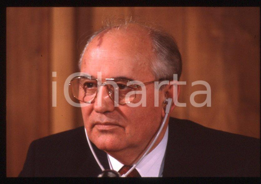 Fotografia d epoca originale 35mm vintage slide 1989 MILANO Michail GORBACHEV President USSR Portrait 82 1