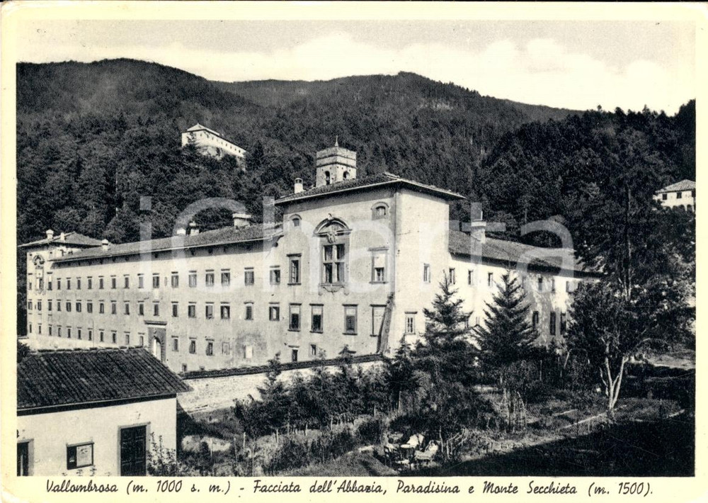 Cartolina originale da collezione 1951 VALLOMBROSA Paradisino e Monte SECCHIETA FG VG 1