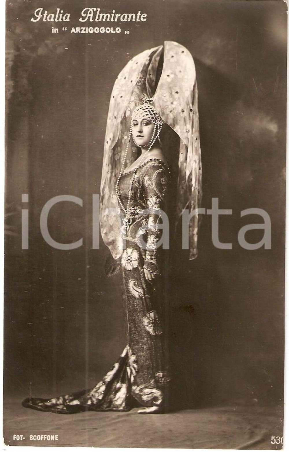 Cartolina originale da collezione 1924 ARZIGOGOLO Italia ALMIRANTE in costume di scena CINEMA *Cartolina FP NV 1