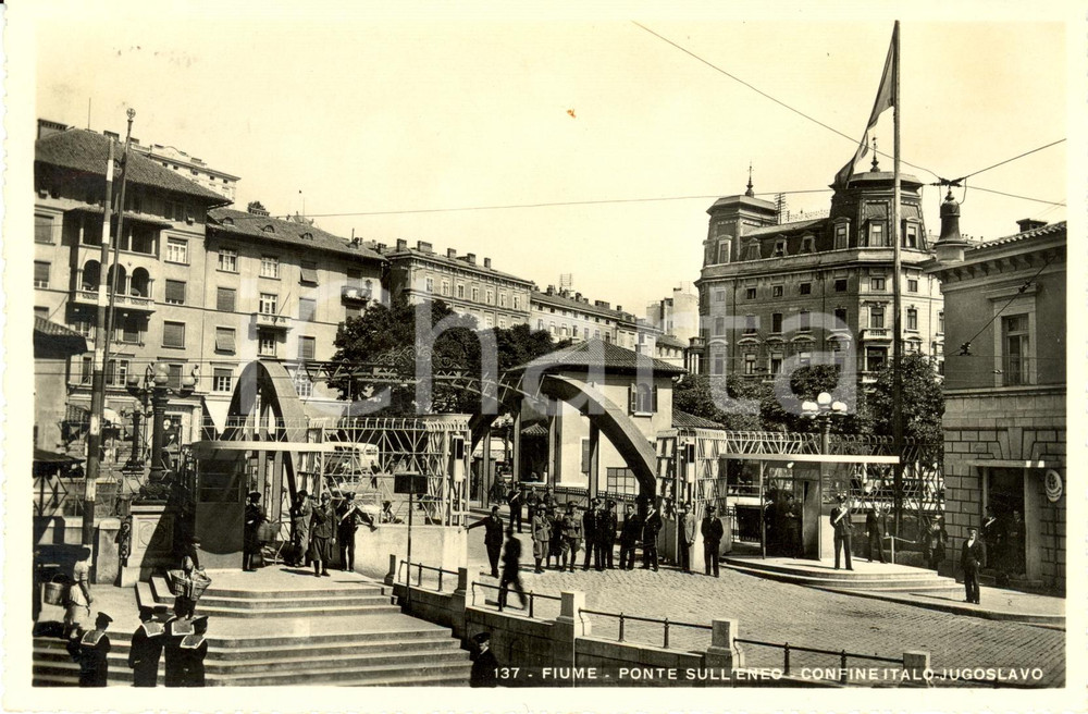 Cartolina originale da collezione 1940 ca FIUME/RIJEKA ISTRIA Ponte sull ENEO Confine italojugoslavo FP VG 1