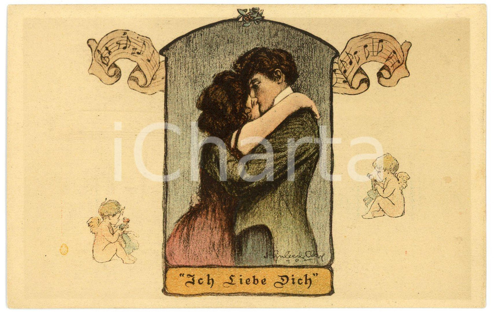 1920 ca LOVERS Ich liebe dich - Postcard AQUALETTE SERIES Day Dreams C2 557  Cartolina postale d'epoca, non viaggiata.CONDIZIONI: GOODFORMATO: FP    originale e autentica 1
