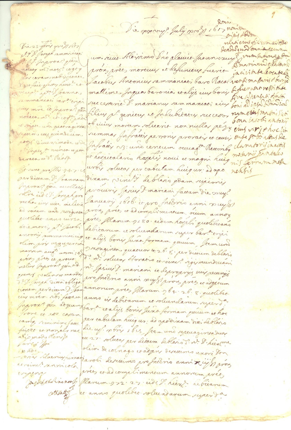 Documento originale, autentico 1617 PALERMO Atto barone Mariano SAMMANIATI e madre Giovanna su ereditÃ  paterna 1