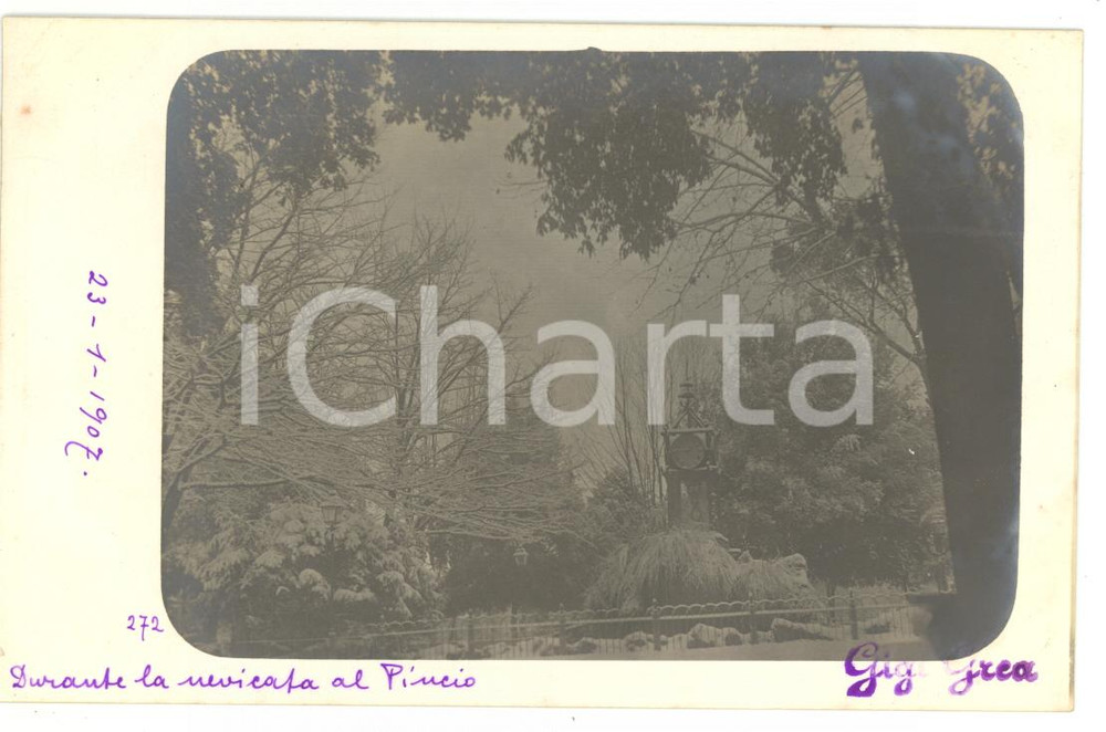 1907 ROMA Eccezionale nevicata sul Pincio *Fotocartolina