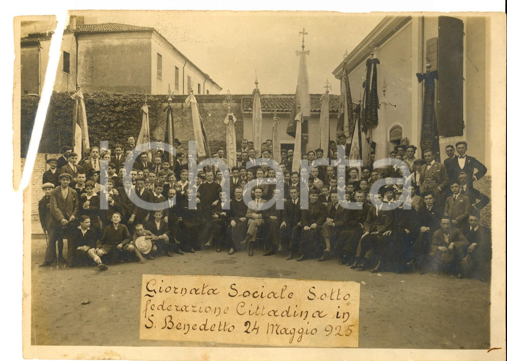 Fotografia d epoca originale 1925 PADOVA Chiesa SAN BENEDETTO Giornata sottofederazione cittadina Foto 24x17 1