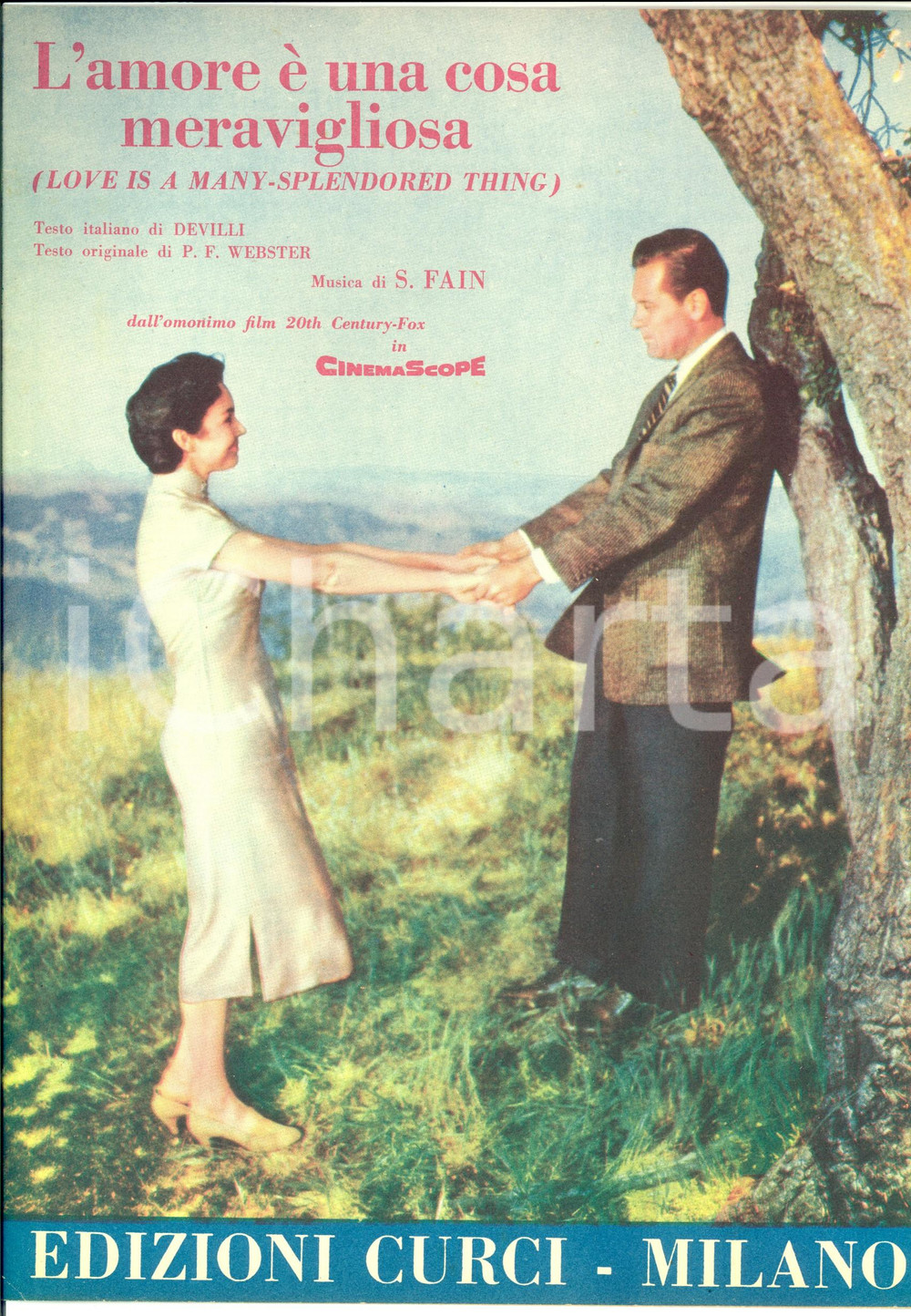 Oggetto da collezione cartaceo 1955 P. F. WEBSTER  S. FAIN L amore é una cosa meravigliosa Spartito 1