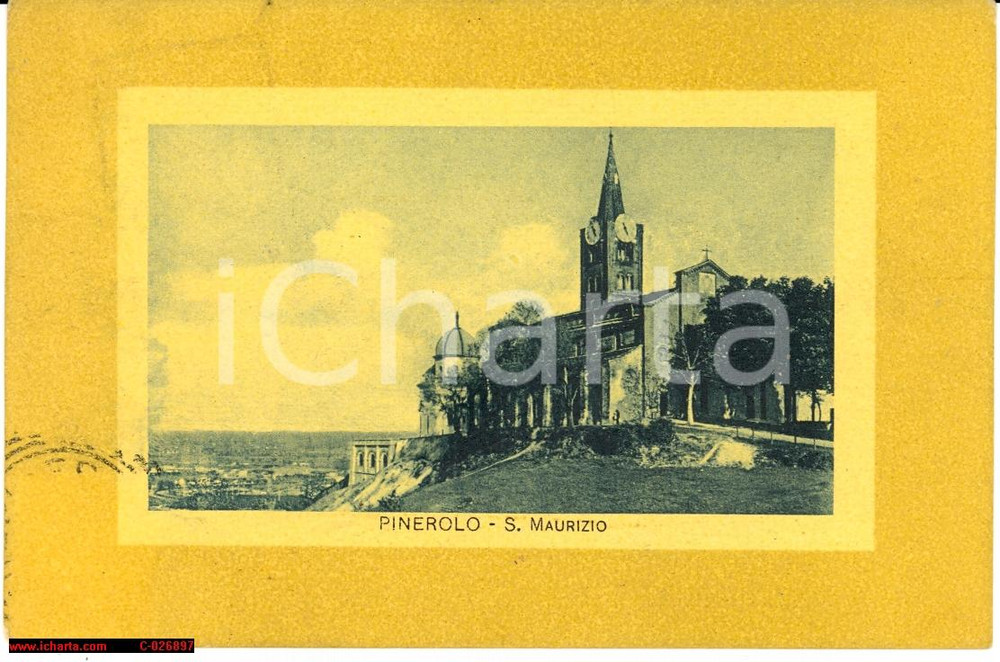 Autografo originale 1908 PINEROLO (TO) Chiesa SAN MAURIZIO Cartolina a Tecla GIANOTTI FP VG 1