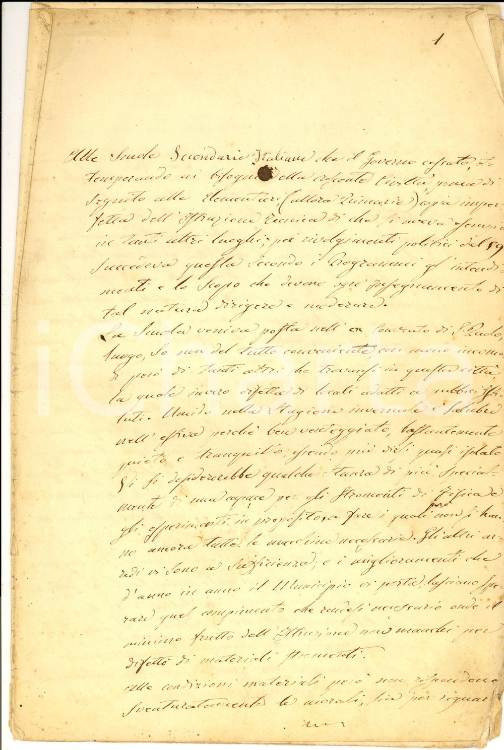 Documento originale, autentico 1863 PARMA Giuseppe BARILLI Discorso sulla Scuola Tecnica Manoscritto AUTOGRAFO 1