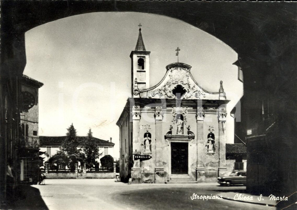 Cartolina originale da collezione 1955 STROPPIANA (VC) Veduta della Chiesa di SANTA MARIA *Cartolina postale FG VG 1