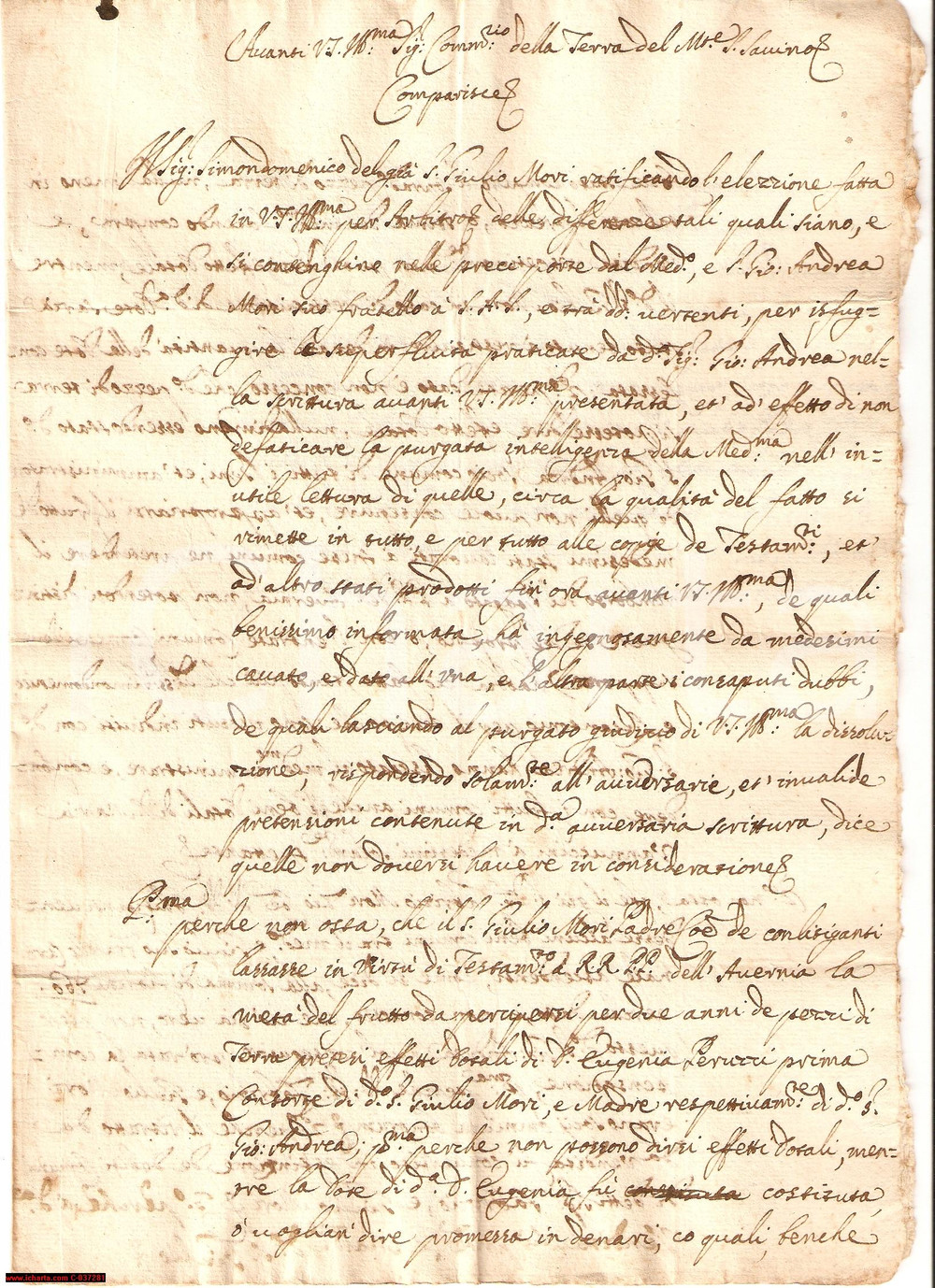 Documento originale, autentico 1770 circa AREZZO Parenti serpenti ereditÃ  nobili MORI 1