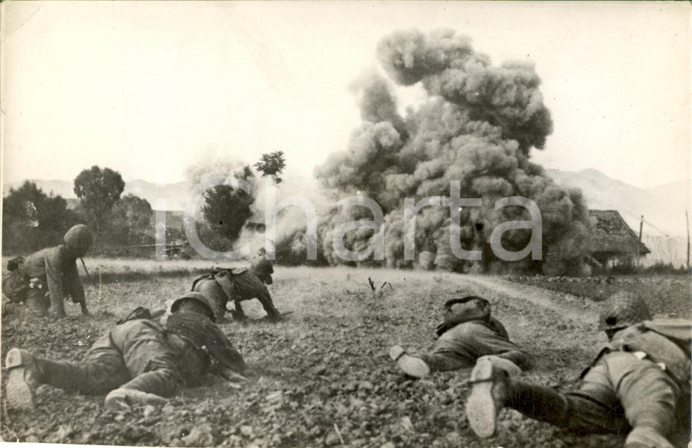 Fotografia d epoca originale 1938 CINA Guerra CINOGIAPPONESE Cortine di fumo proteggono soldati nipponici 1