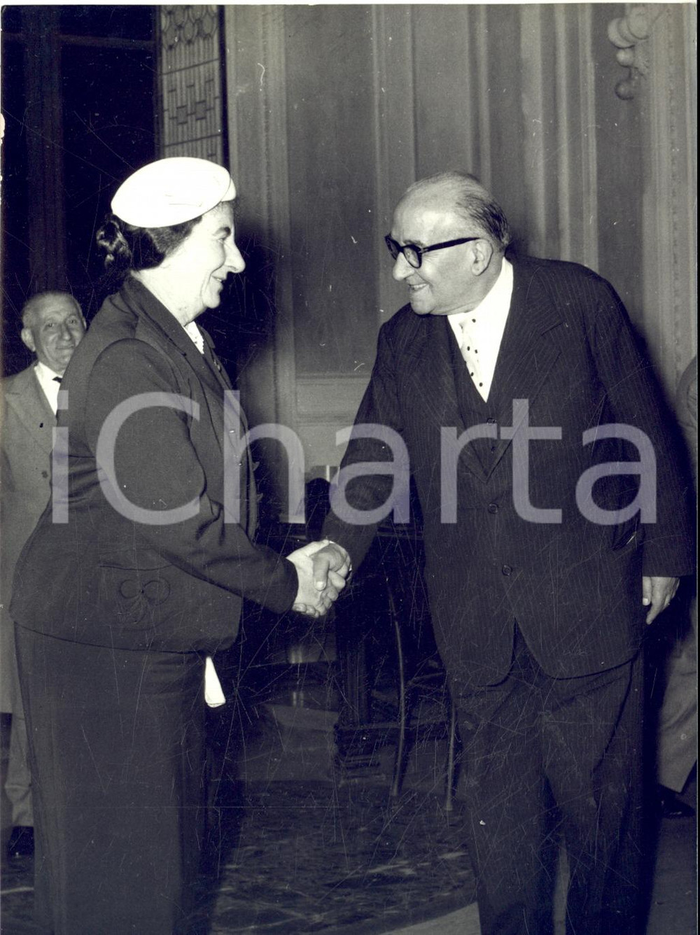 1957 ROMA Adone ZOLI riceve Golda MEIR Ministro degli Esteri di ISRAELE *Foto