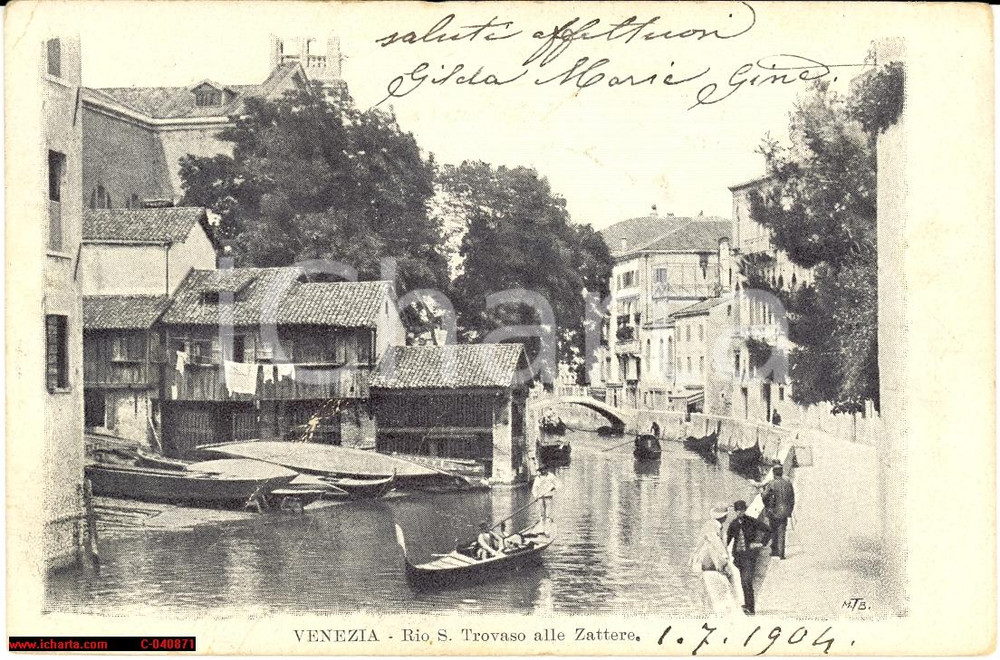 Cartolina originale da collezione 1904 Venezia  S. Trovaso alle Zattere Animata VG 1