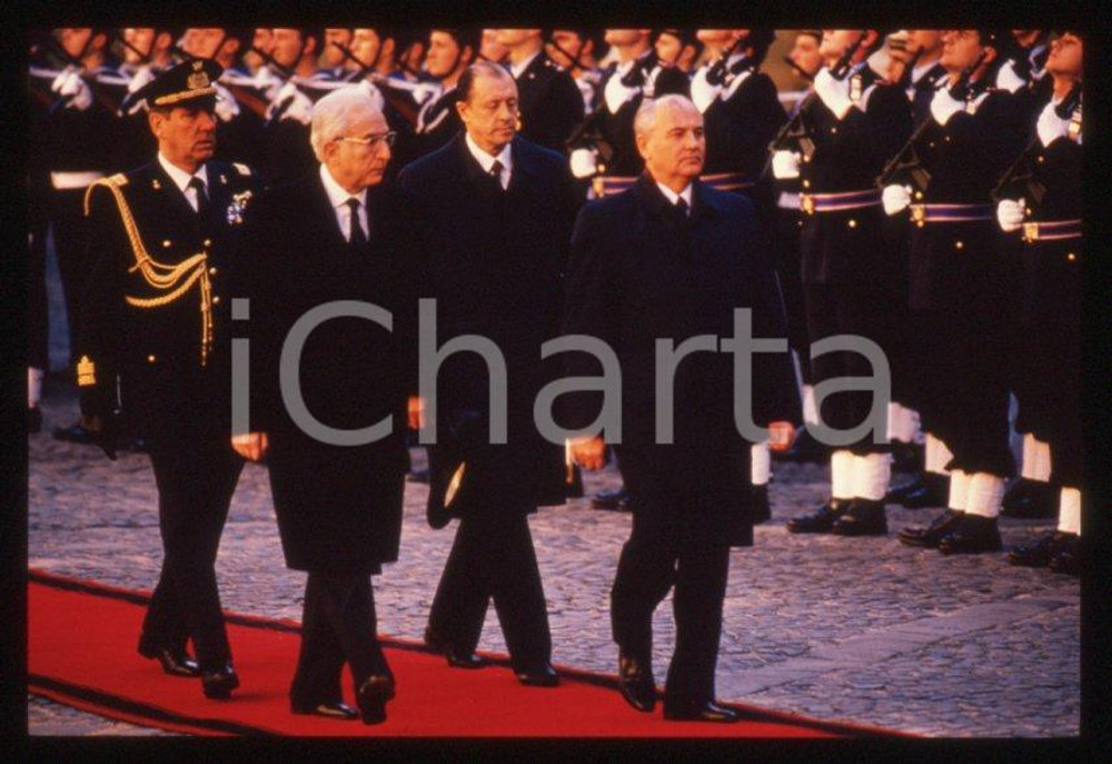 Fotografia d epoca originale 35mm vintage slide 1989 ROMA QUIRINALE Francesco COSSIGA Michail GORBACHEV 3 1