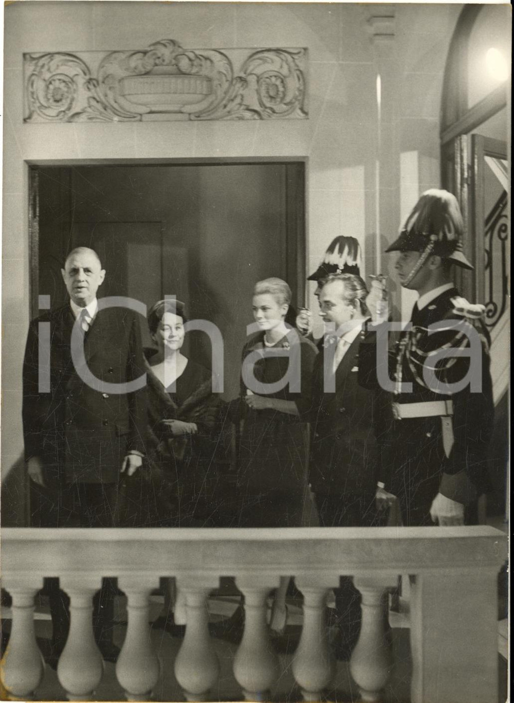 1959 MONACO Principe Ranieri e Grace KELLY accolgono Charles DE GAULLE *Foto