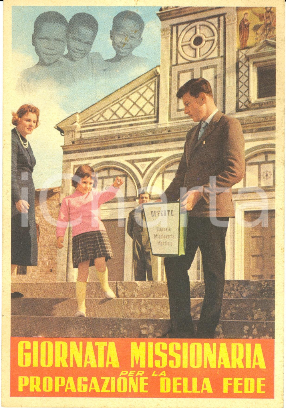 Cartolina originale da collezione 1950 ca FIRENZE Giornata missionaria per la propagazione della FEDE FG NV 1