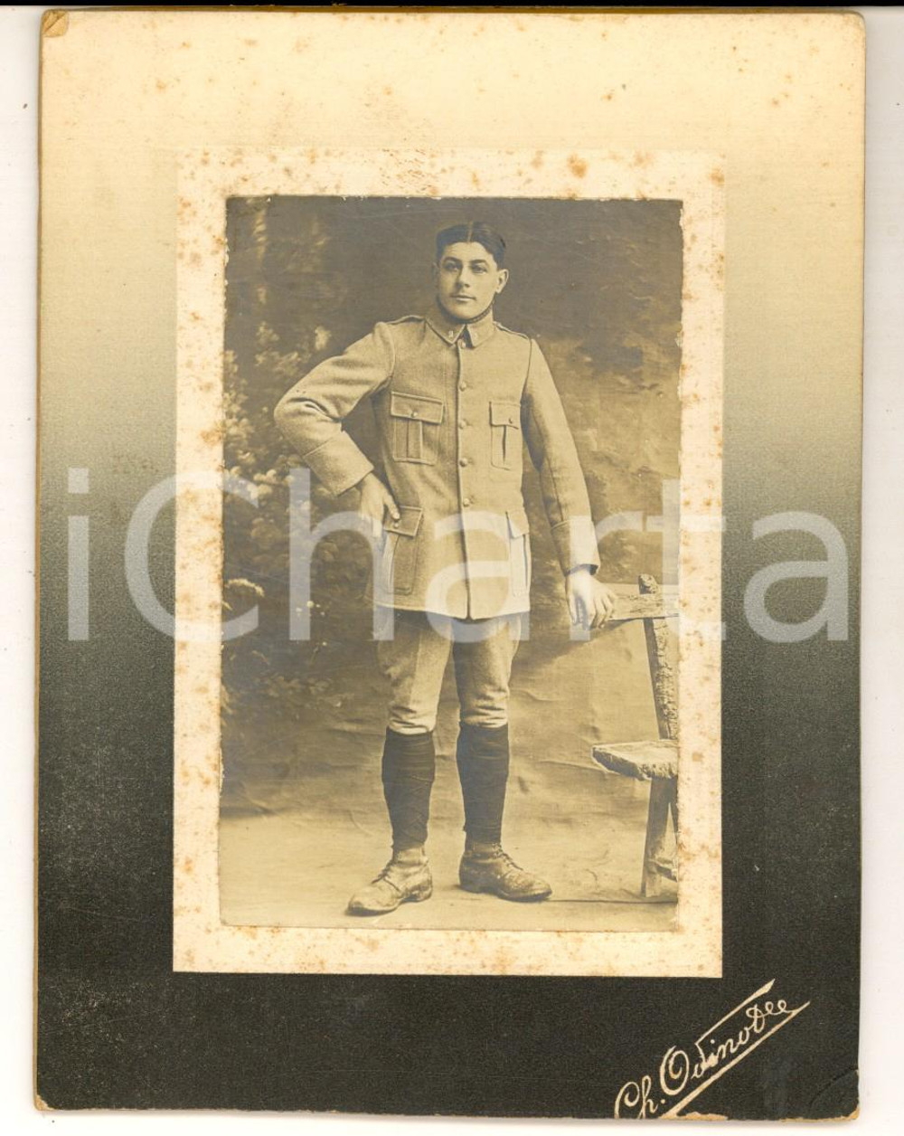 Fotografia d epoca originale 1900 ca FRANCE ARMEE DE TERRE Portrait de soldat 2e rgt Photo ODINOT 11x14 1