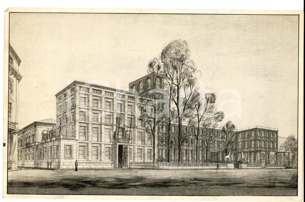 Fotografia d epoca originale 1939 MILANO Rendering Palazzo ISIMBARDI Ala MUZIO Fotografia 23 x 15 cm 1