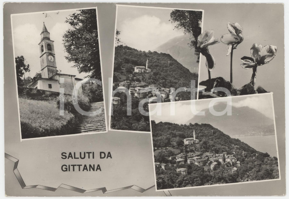 Cartolina originale da collezione 1962 GITTANA LC Panorama con il Lago di Como  Cartolina FG VG 1
