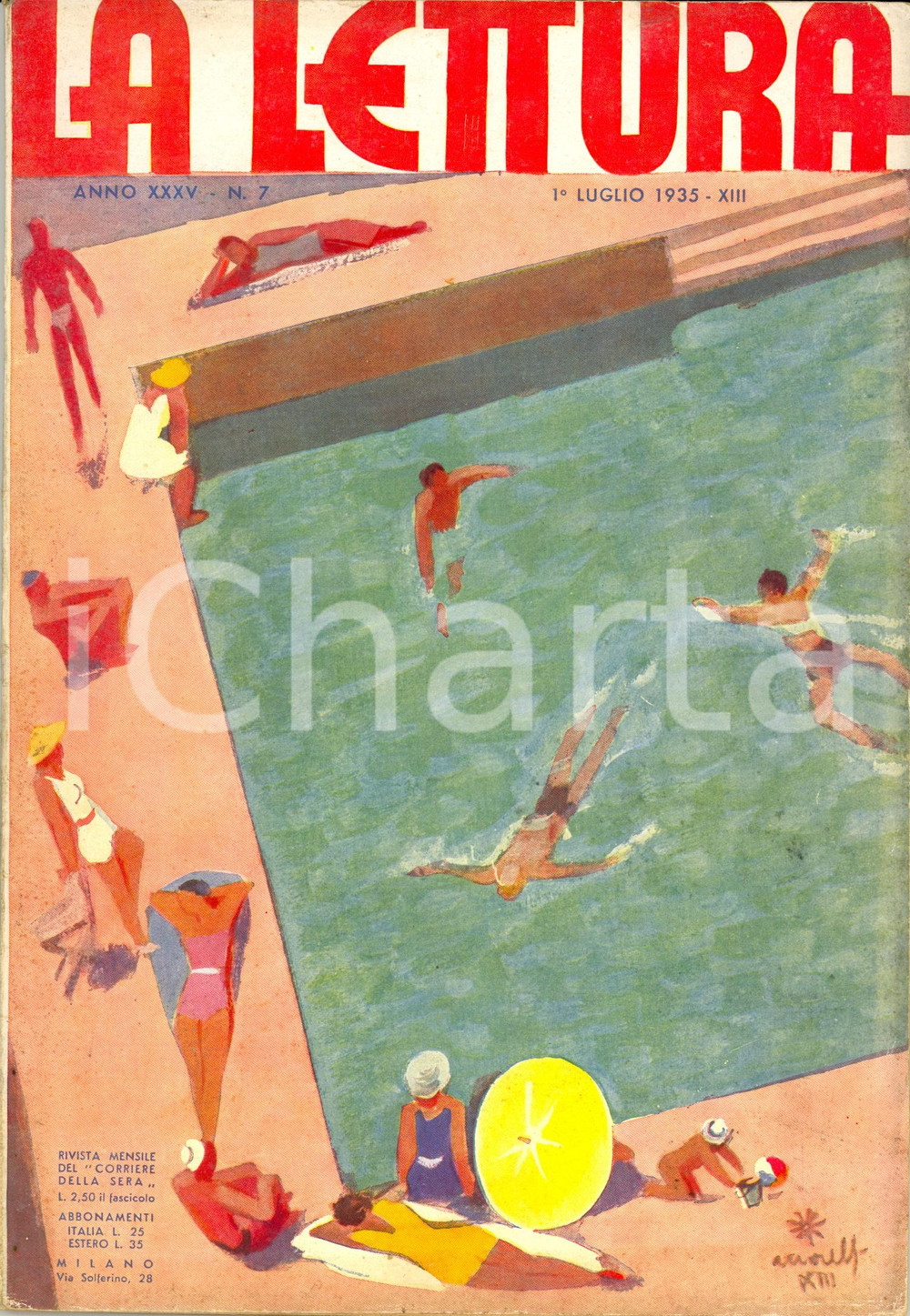 Giornale, rivista storica 1935 LA LETTURA Scrittori italiani dopo la guerra Rivista Anno XXXV n°7 1