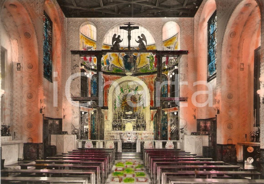 Cartolina originale da collezione 1950 ca MILANO Santuario MARIA SANTISSIMA BAMBINA Interno Cartolina FG VG 1