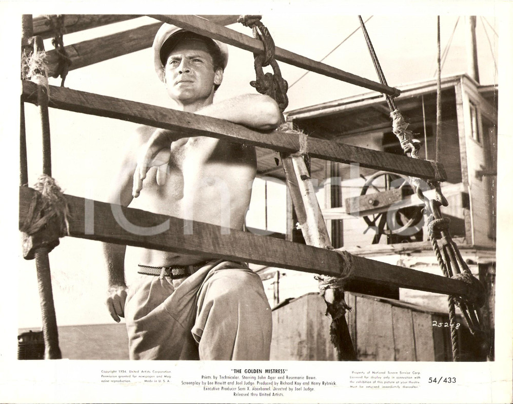Fotografia d epoca originale 1954 GOLDEN MISTRESS John AGAR a bordo della nave Regia Abner BIBERMAN Foto 1