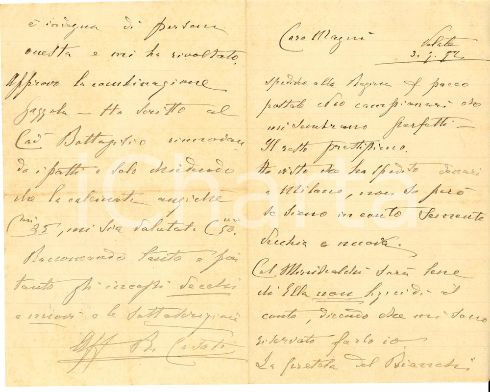Documento originale, autentico 1894 USMATE VELATE MB Rinaldo CASATI invia pacco alla Regina AUTOGRAFO 1