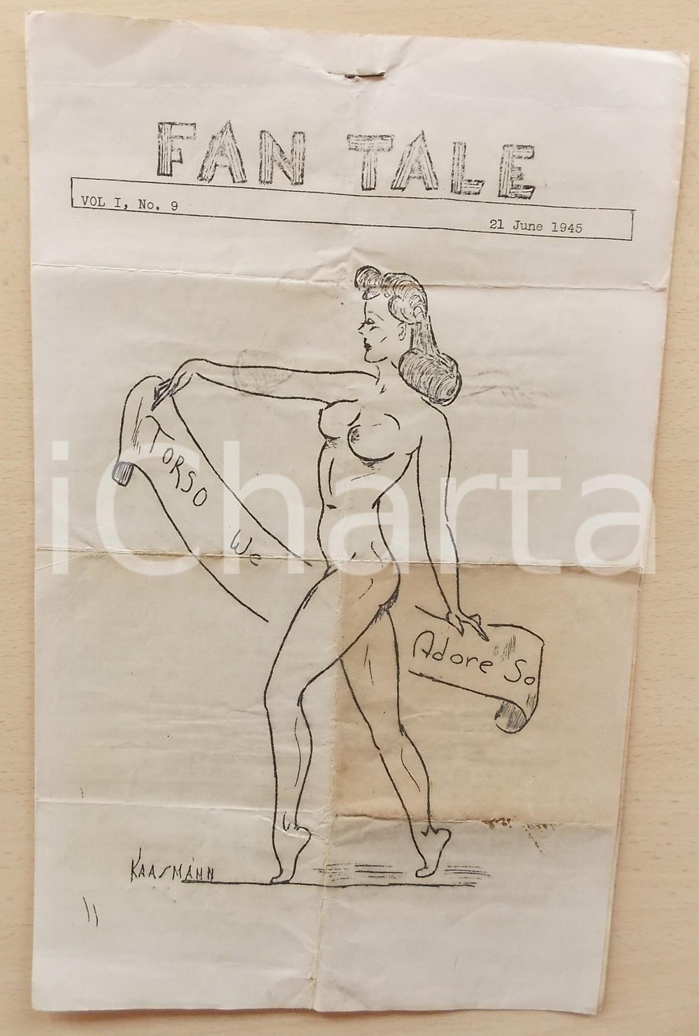 Giornale, rivista storica 1945 WWII US ARMY  FAN TALE  Bulletin Risque Cover ill. Lt. C. J. KAASMANN n°9 1