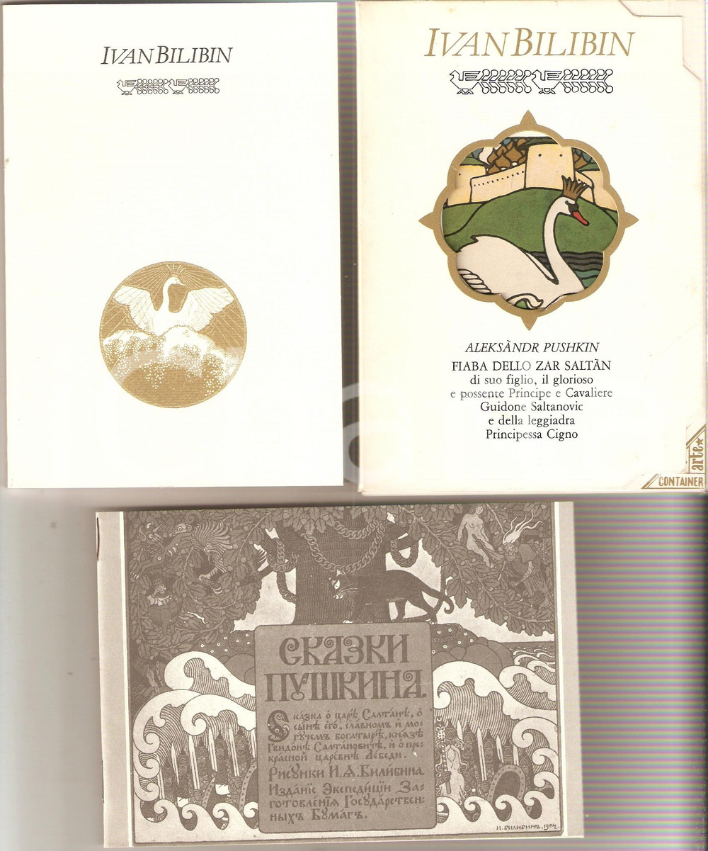Cartolina originale da collezione 1990 Ivan BILIBIN Fiaba dello Zar Saltan 13 Cartoline illustrate e libretto 1
