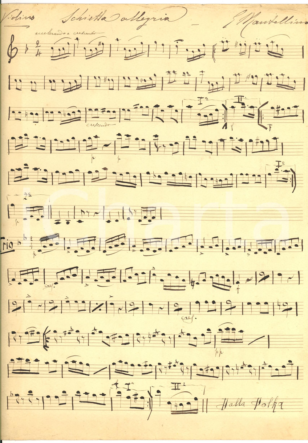 Oggetto da collezione cartaceo 1880 Giacomo MANTELLINO Schietta allegria POLKA Violino 1