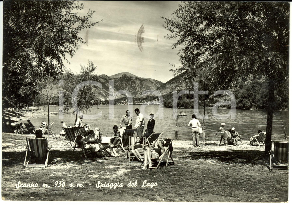 Cartolina originale da collezione 1966 SCANNO AQ Veduta della spiaggia del lago Cartolina ANIMATA FG VG 1