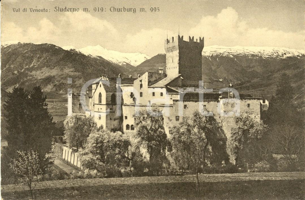 Cartolina originale da collezione 1929 SLUDERNO BZ Veduta Castel COIRA in Val VENOSTA Cartolina FP VG 1