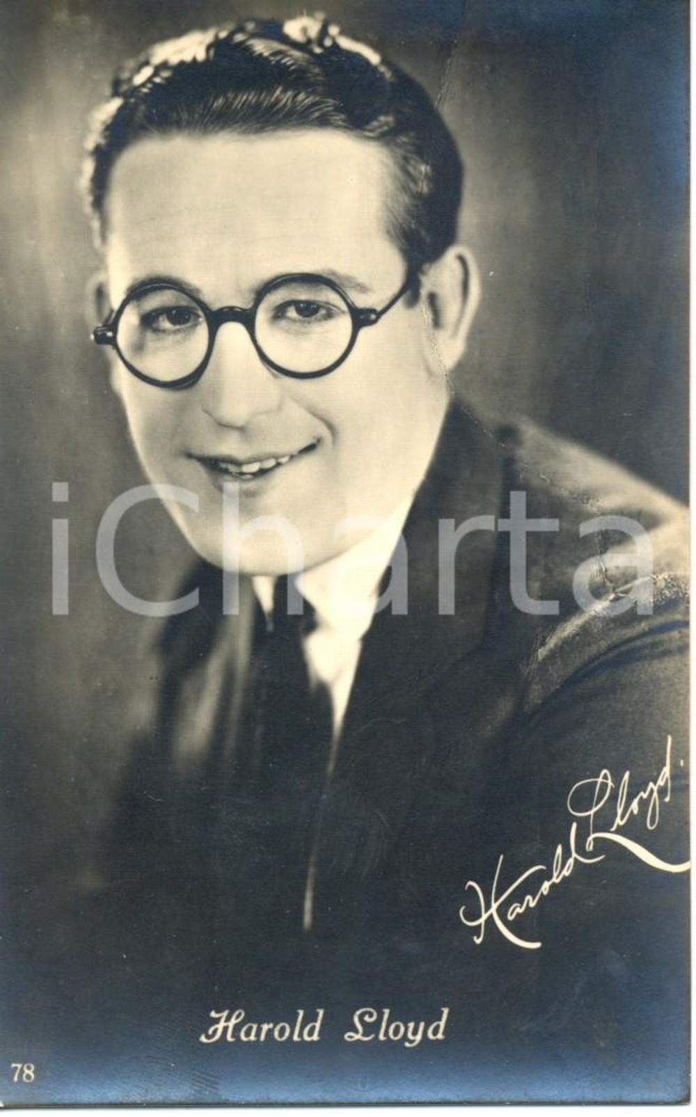 Cartolina originale da collezione 1925 ca CINEMA Harold LLOYD Ritratto fotografico attore Cartolina FP NV 1