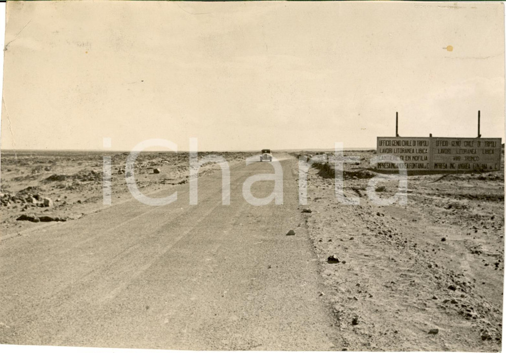 Fotografia d epoca originale 1930 ENNOFILIA LIBIA Litoranea libica Impresa FONTANA 1