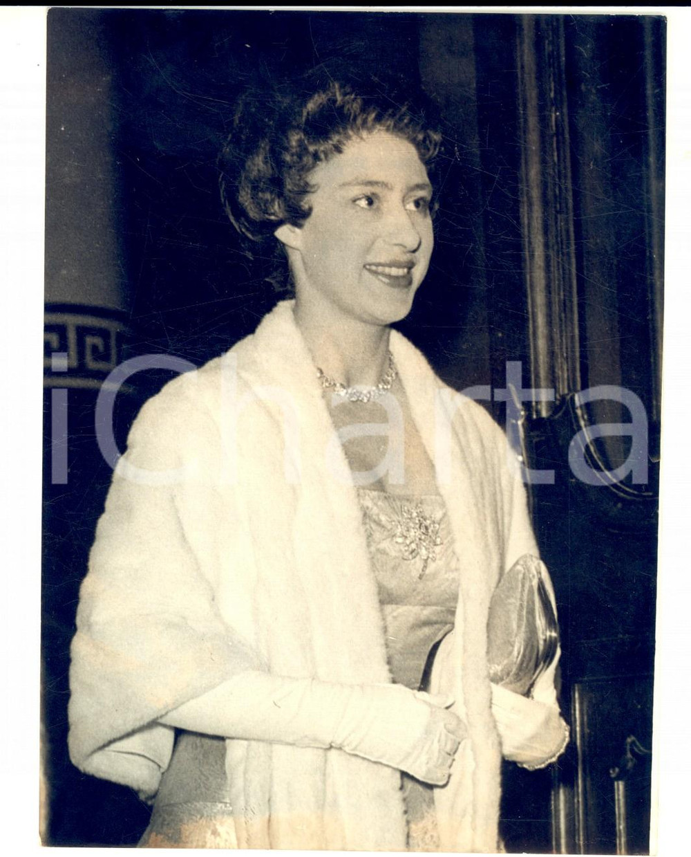 Fotografia d epoca originale 1955 ca LONDON UK Principessa MARGARET in abbigliamento da sera Foto 13x16 1