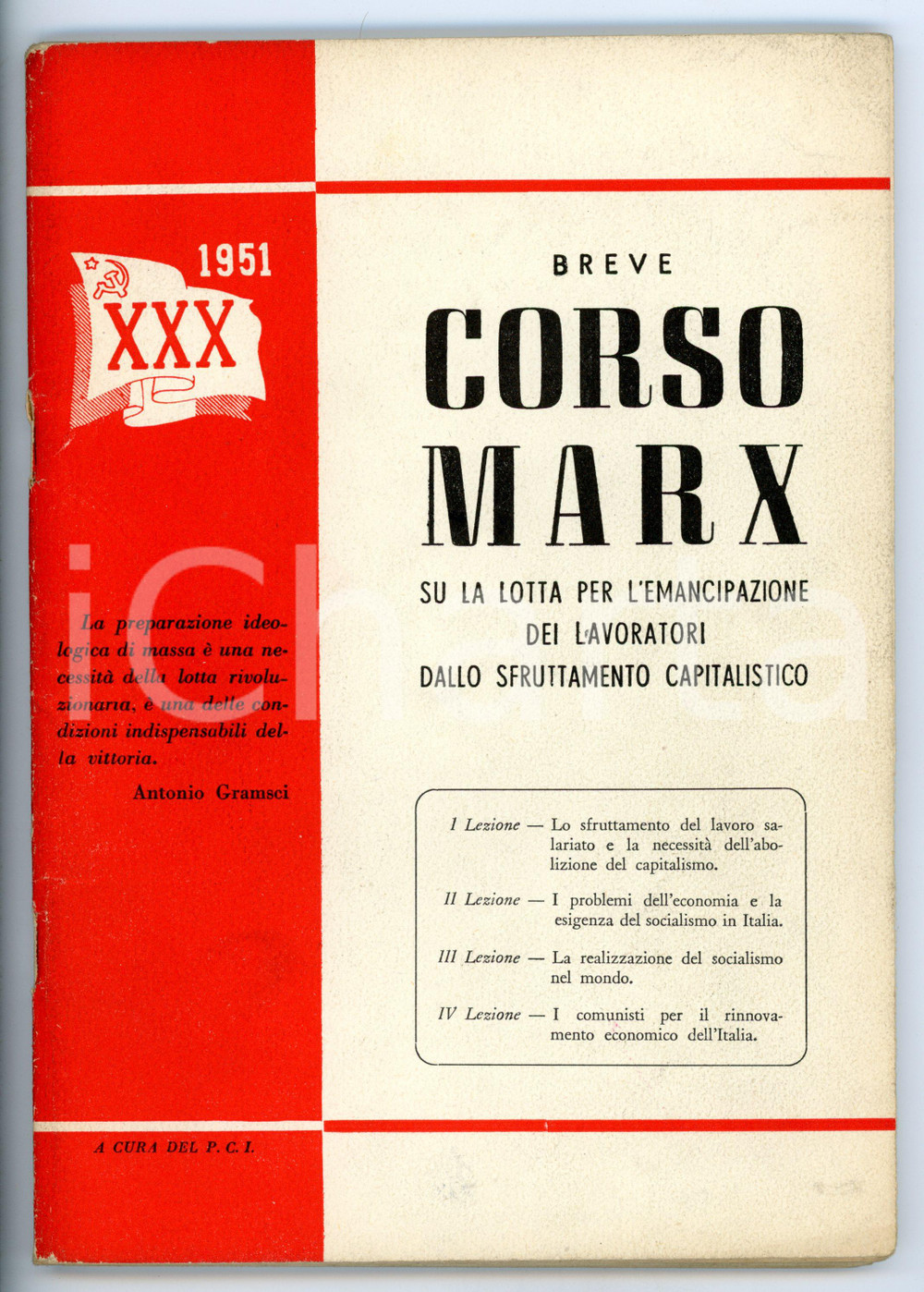 Libro, pubblicazione d epoca 1951 PCI Breve corso Marx   Sulla lotta per l emancipazione dei lavoratori 1
