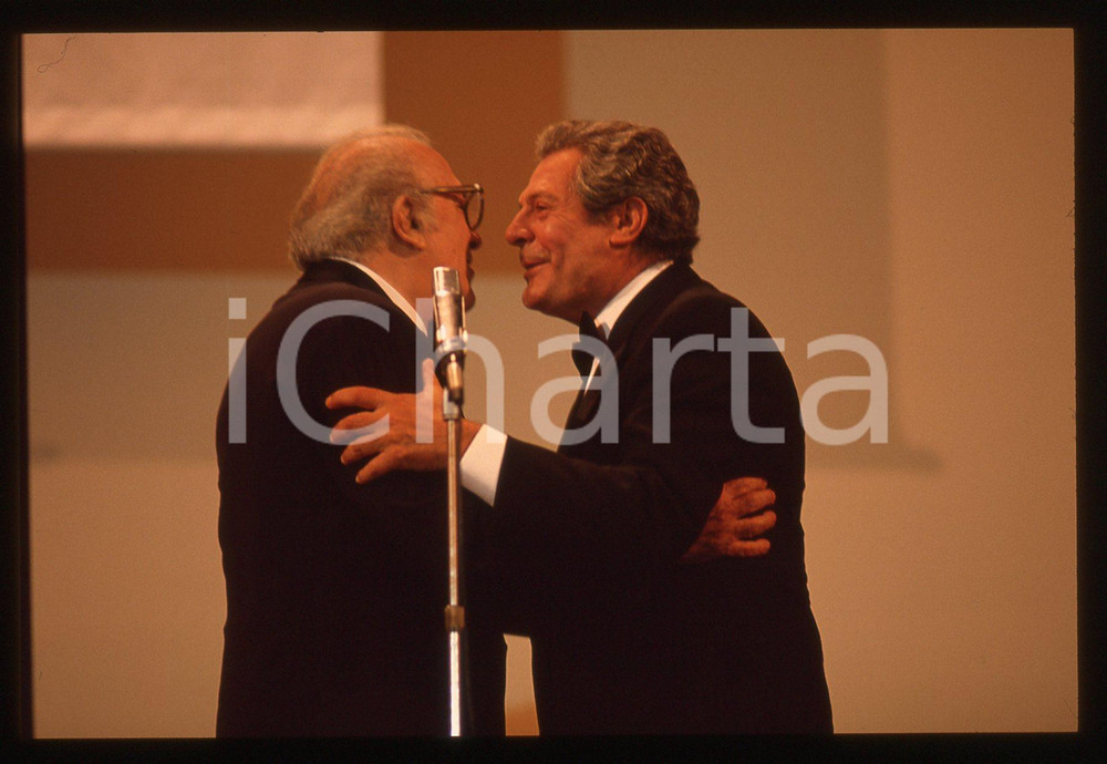 Fotografia d epoca originale 35mm vintage slide 1990 VENEZIA Federico FELLINI Marcello MASTROIANNI 3 1