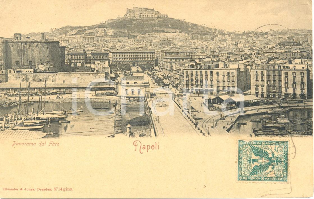 Cartolina originale da collezione 1900 circa  NAPOLI Il panorama del porto dal faro *Cartolina postale FP NV 1