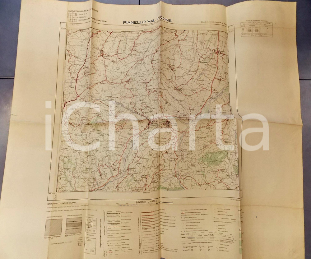 Mappa, planimetria storica 1959 Istituto Geografico Militare CARTA D ITALIA  PIANELLO VAL TIDONE Foglio 71 1