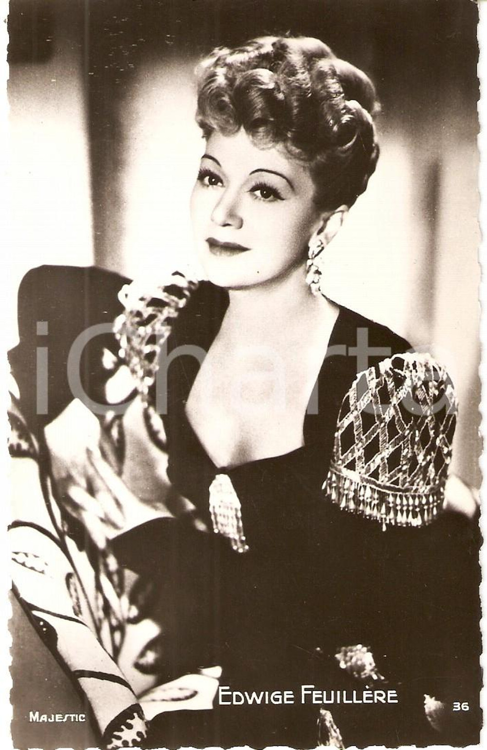 Cartolina originale da collezione 1950 ca CINEMA Actress Edwige FEUILLERE Portrait *Cartolina FP NV 1