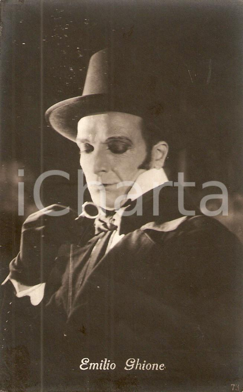 Cartolina originale da collezione 1925 ca CINEMA Attore Emilio GHIONE Ritratto con monocolo e cilindro *Cartolina 1