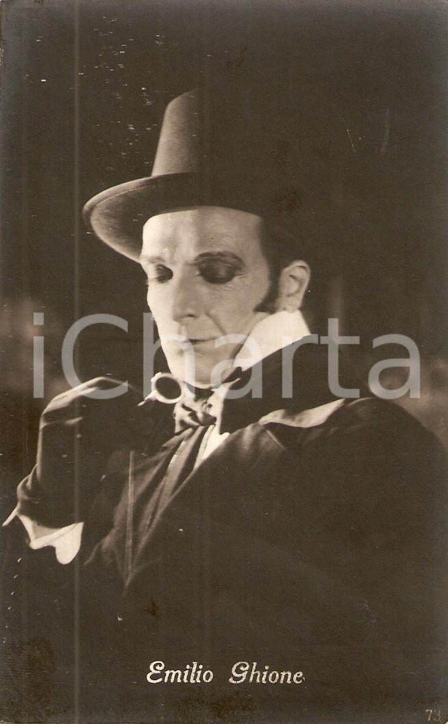 Cartolina originale da collezione 1925 ca CINEMA Attore Emilio GHIONE Ritratto con monocolo e cilindro Cartolina 1