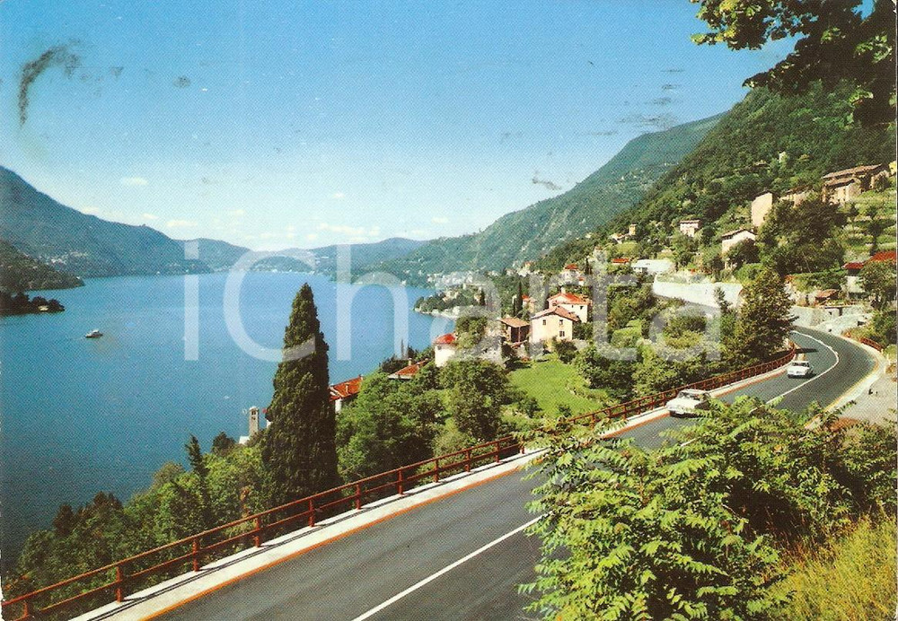 Cartolina originale da collezione 1962 CARATE URIO CO Nuova Via Regina e Lago di Como Cartolina FG VG 1