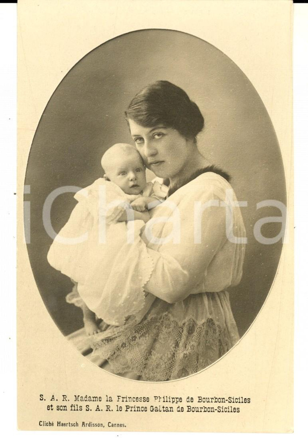 Cartolina originale da collezione 1920 Marie-Louise d'ORLEANS e il figlio Gaetano di BORBONE-DUE SICILIE Cartolina 1