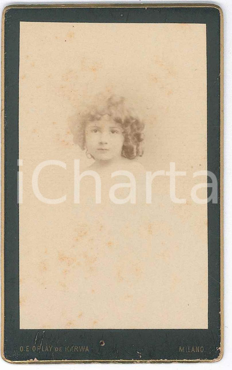 Fotografia d epoca originale 1880 ca MILANO Ritratto di bambina  Foto ORLAY DE KARWA CDV 1