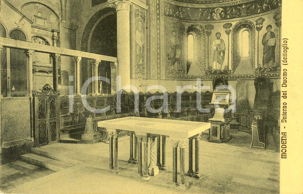 Cartolina originale da collezione 1913 MODENA Interno del DUOMO  Dettaglio con il coro Cartolina postale FP VG 1